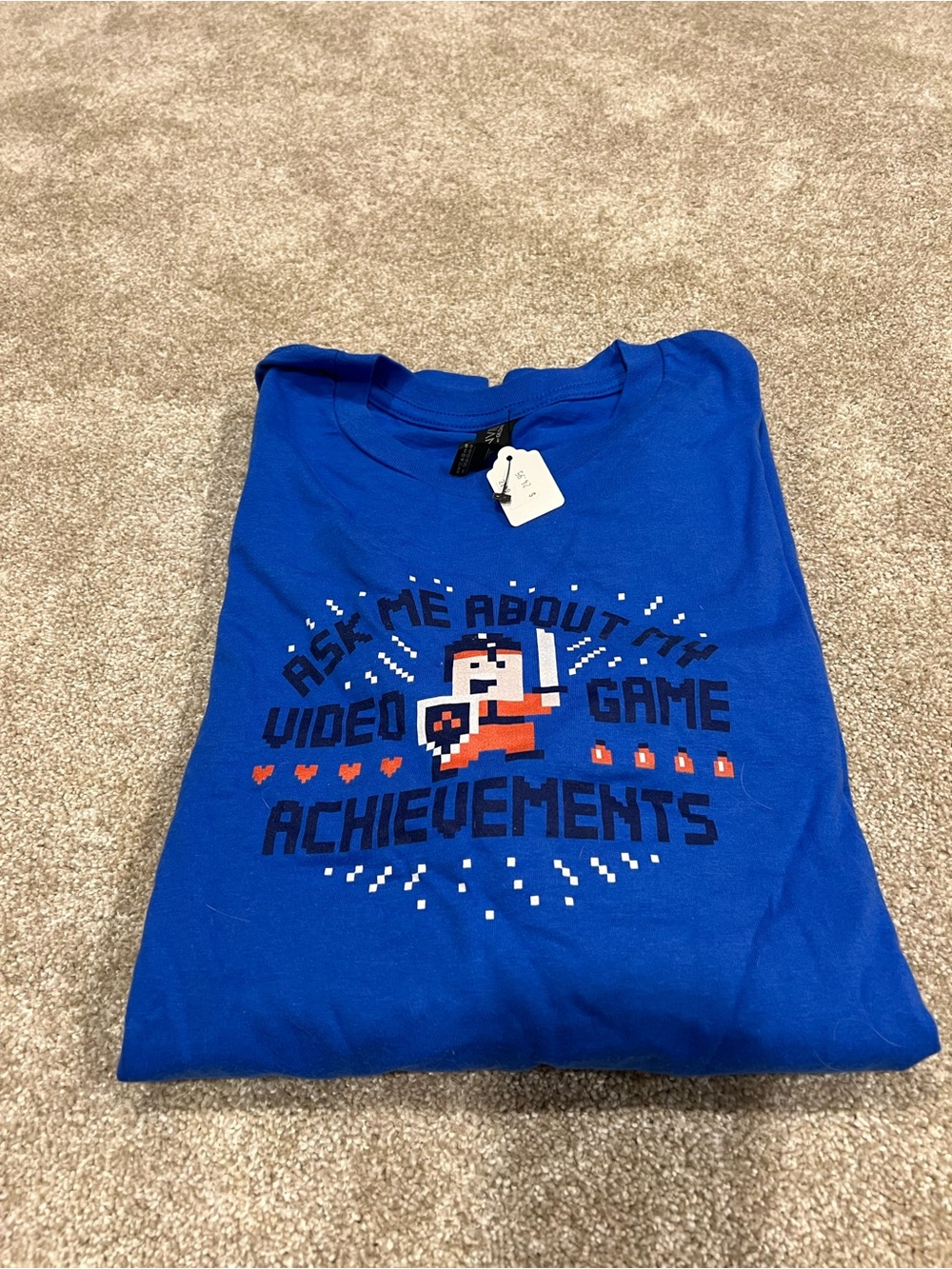 Blue Short Sleeve Graphic Tee - Video Game Achievements
